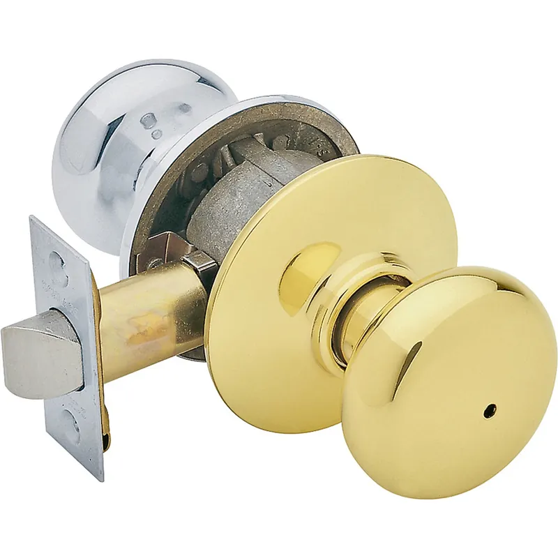 Plymouth Bright Brass Privacy Knob For Interior Doors - Model F40nply605x625