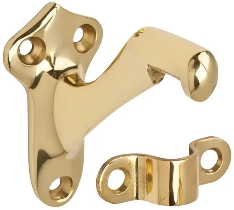 2.81 In. H X 1.5 In. W X 2.75 In. L Aluminum Handrail Bracket - Bright Brass Finish