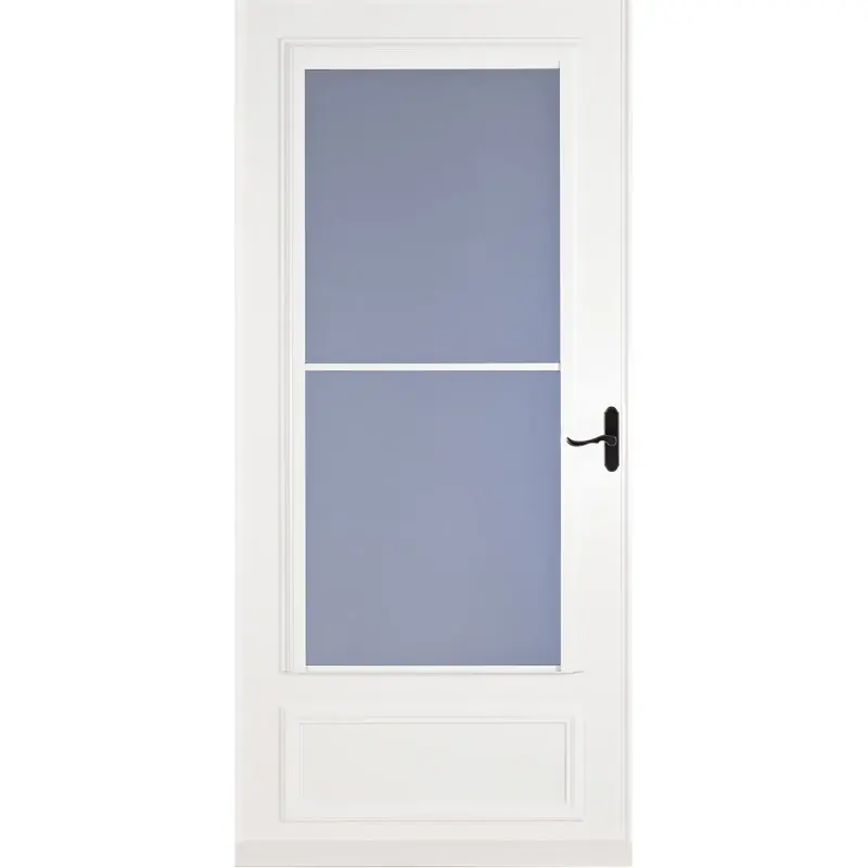 Screen Away Storm Door, Retractable Screen, White Aluminum & Bronze Handles, Solid Wood Core, 36 X 81 In.