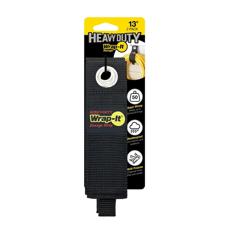 Wrap-It Heavy-Duty 2 In. W X 13 In. L Black Storage Straps 50 Lb 2 Pk