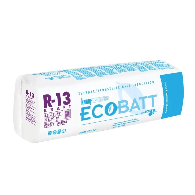 Knauf EcoTouch 15 In. W X 93 In. L X 3.5 In. 13 Kraft Faced Fiberglass Insulation Batt 116.25 Sq Ft