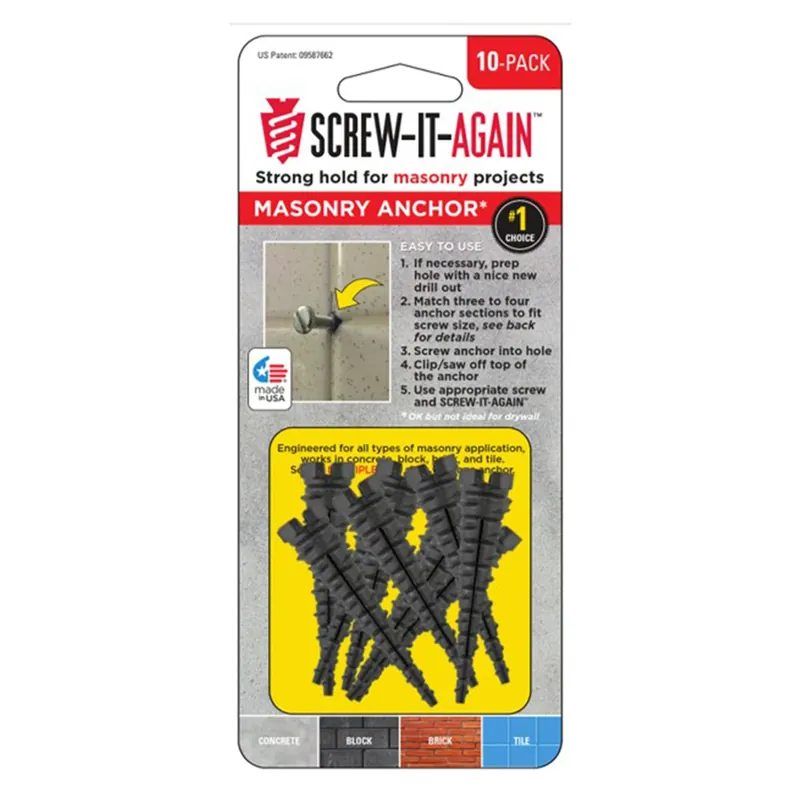 SCREW-IT-AGAIN 1/4 In. D X 2 In. L Polypropylene Hex Head Masonry Anchor 10 Pk