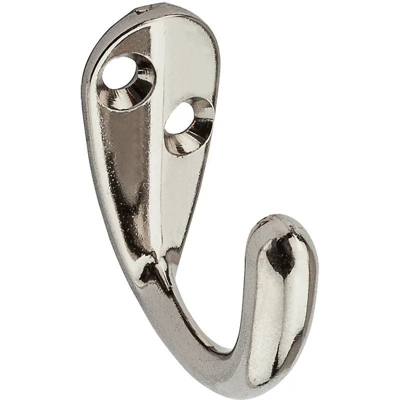 National Hardware 1.47 In. L Nickel Silver Zinc Clothes Hook 35 Lb. Cap. 2 Pk