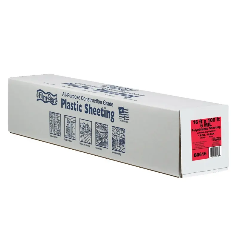 Film-Gard Plastic Sheeting 6 Mil X 16 Ft. W X 100 Ft. L Polyethylene Black 1 Pk