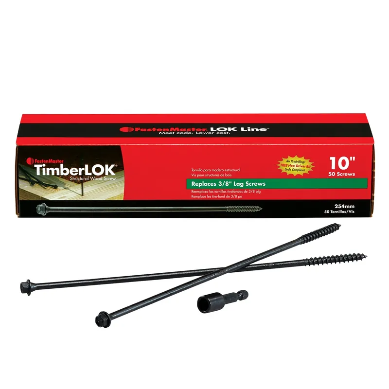 FastenMaster TimberLok 10 In. L Hex E-Coat Coarse Structural Wood Screws 50 Pk