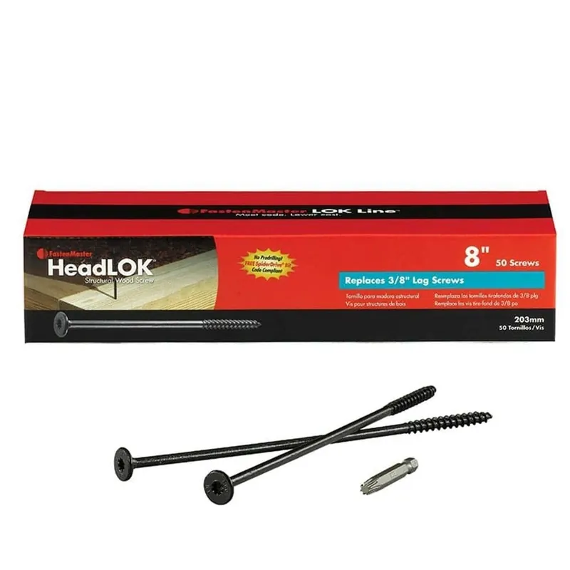 HeadLOK 8‑Inch Black Flat‑Head Structural Wood Screws – 50‑Piece Pack