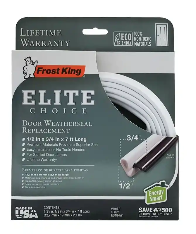 Elite Choice Door Weatherseal, White, 1/2 X 3/4 X 17 In.