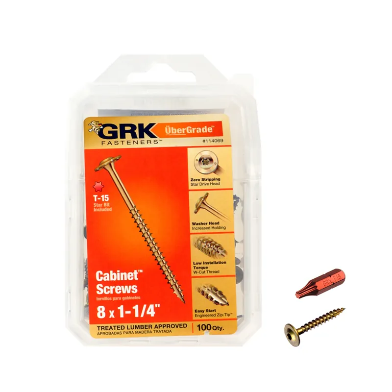 GRK Fasteners No. 8 X 1-1/4 In. L Star Climatek W-Cut Cabinet Screws 100 Pk