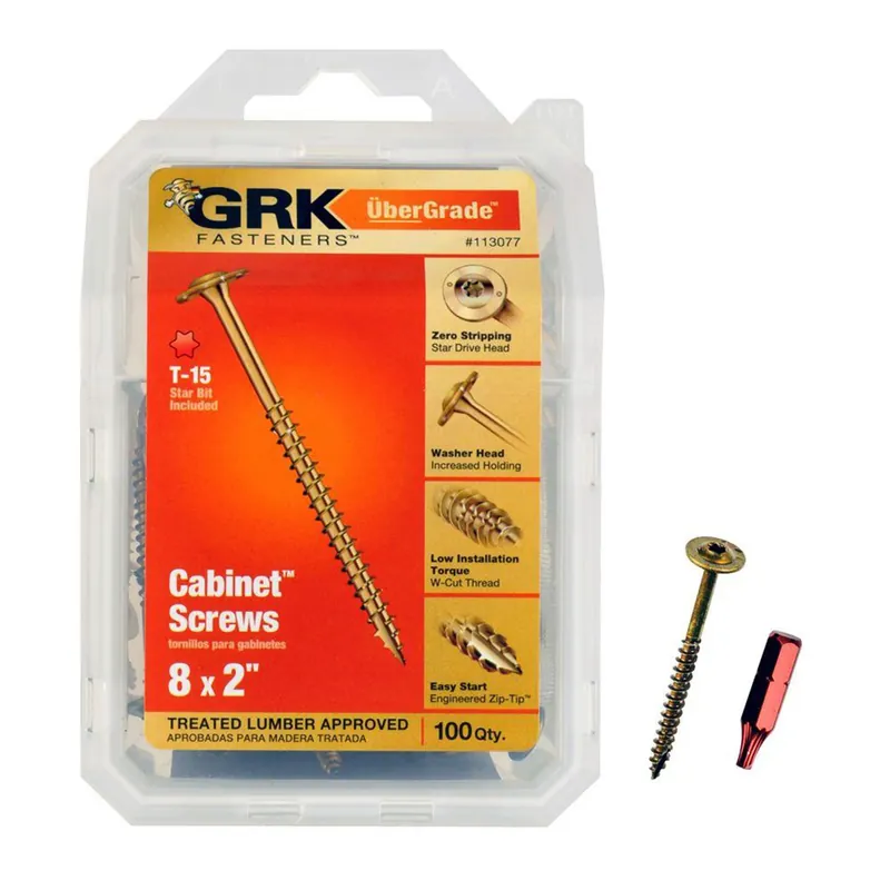 GRK Fasteners No. 8 X 2 In. L Star Climatek W-Cut Cabinet Screws 100 Pk