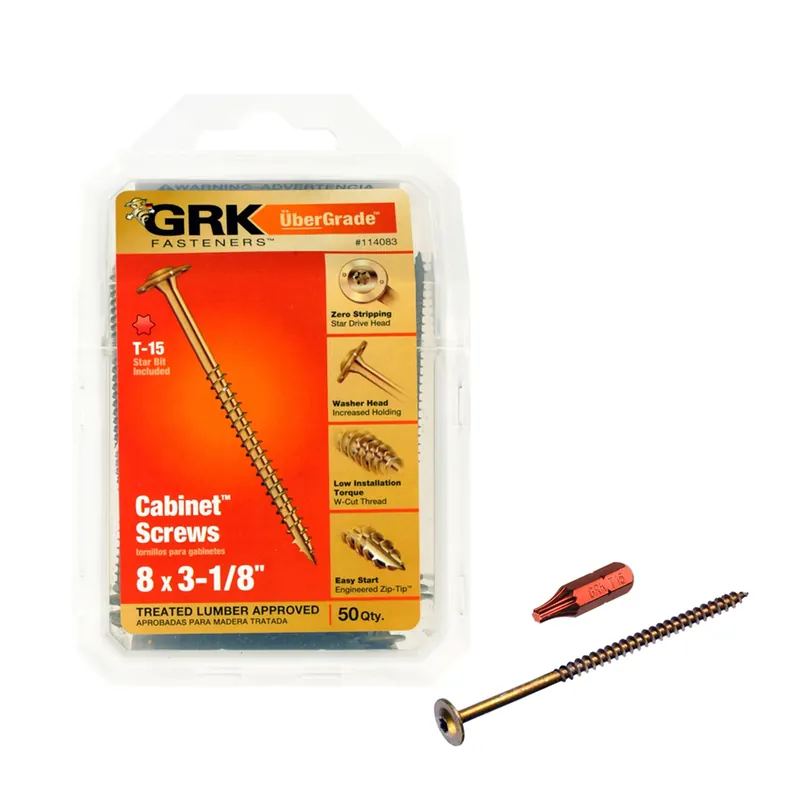 GRK Fasteners No. 8 X 3-1/8 In. L Star Climatek W-Cut Cabinet Screws 50 Pk