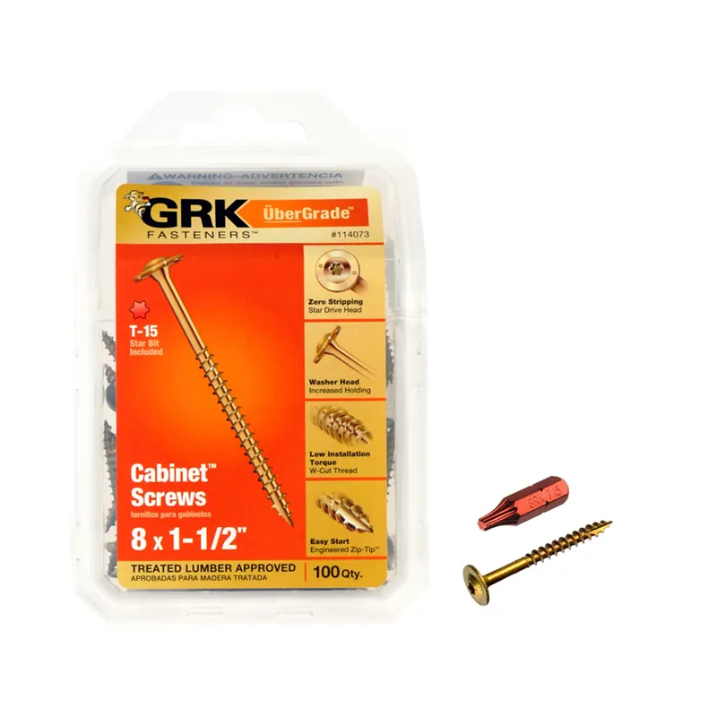 GRK Fasteners No. 8 X 1-1/2 In. L Star Climatek W-Cut Cabinet Screws 100 Pk