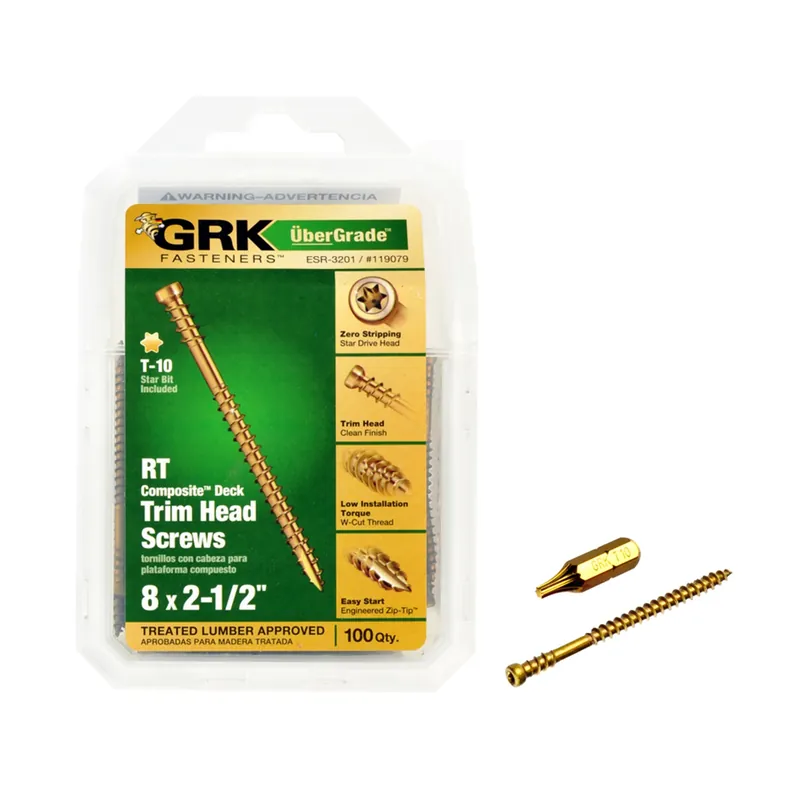 GRK Fasteners No. 8 In. X 2-1/2 In. L Star Trim Head W-Cut Trim Screws