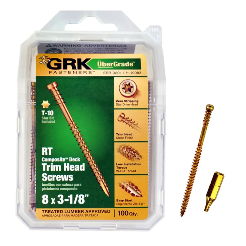 GRK Fasteners No. 8 In. X 3-1/8 In. L Star Trim Head W-Cut Trim Screws