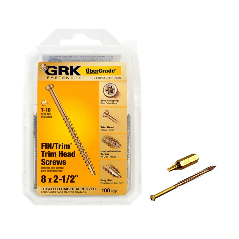 GRK Fasteners No. 8 In. X 2-1/2 In. L Star Trim Head W-Cut Trim Screws