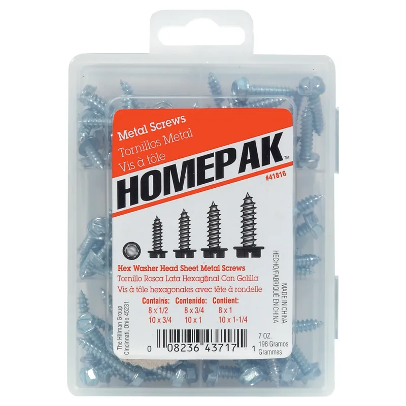 Homepak Assorted Slotted Hex Head Sheet Metal Screw Kit - Model 41816