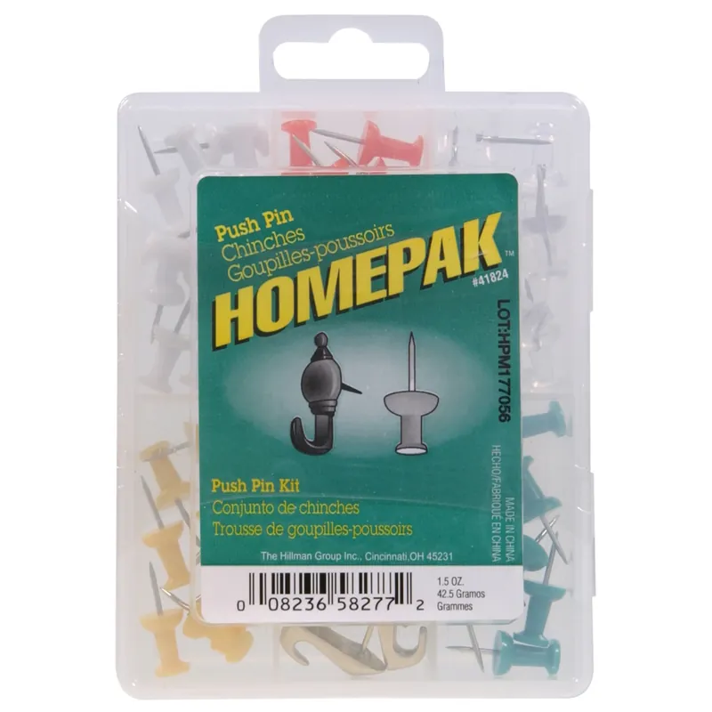 HILLMAN Assorted Push Pins 100 Pk