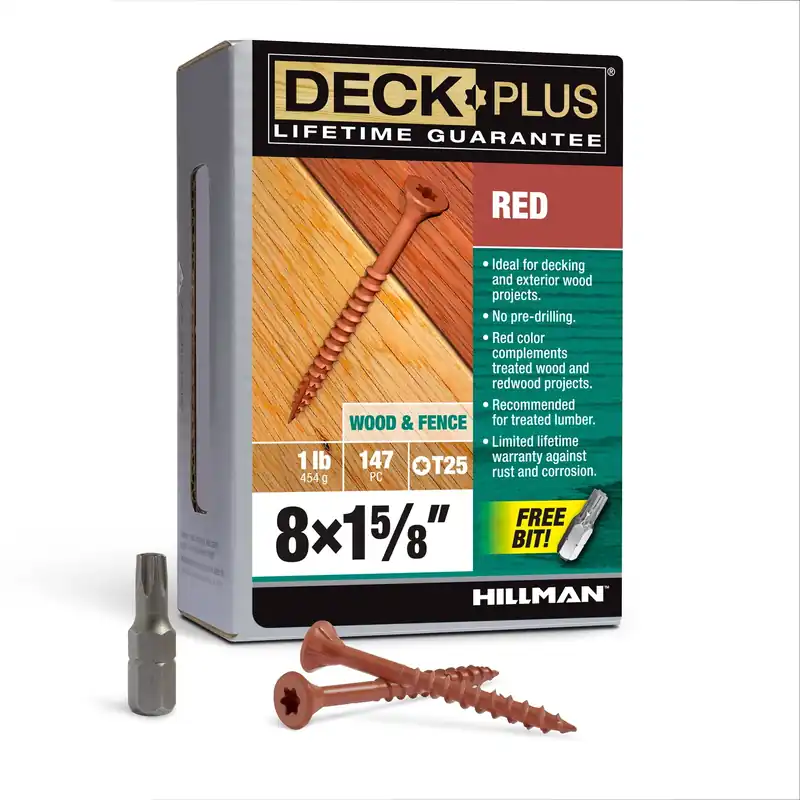 HILLMAN Deck Plus No. 8 Ga. X 1-5/8 In. L Red Star Flat Head Exterior Deck Screws 1 Lb 147 Pk