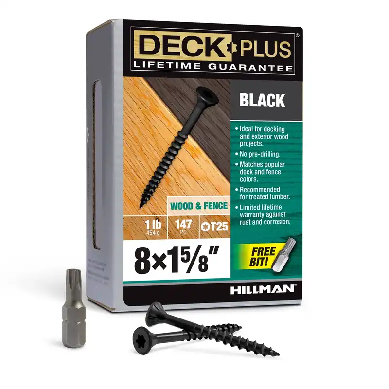 HILLMAN Deck Plus No. 8 Ga. X 1-5/8 In. L Black Star Flat Head Exterior Deck Screws 1 Lb 147 Pk