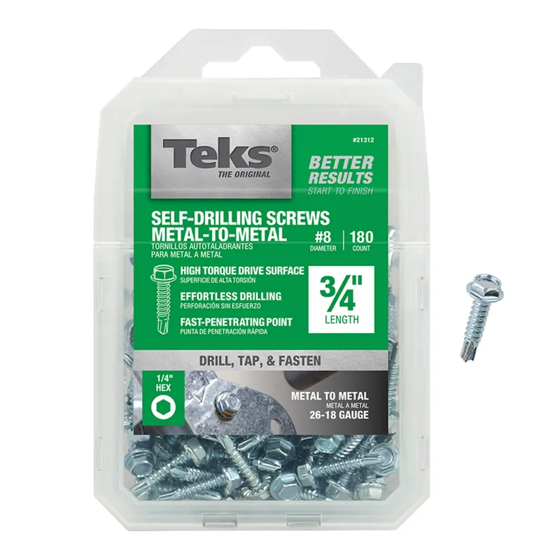 Teks No. 8 In. X 3/4 In. L Hex Hex Washer Head Sheet Metal Screws 180 Pk