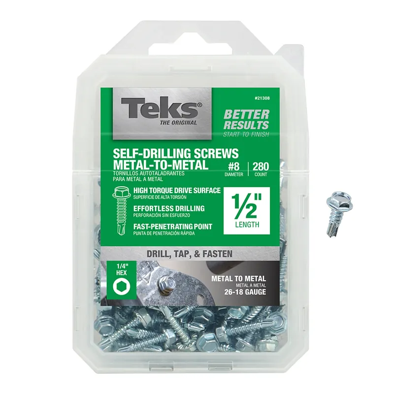 Teks No. 8 In. X 1/2 In. L Hex Hex Washer Head Sheet Metal Screws 280 Pk
