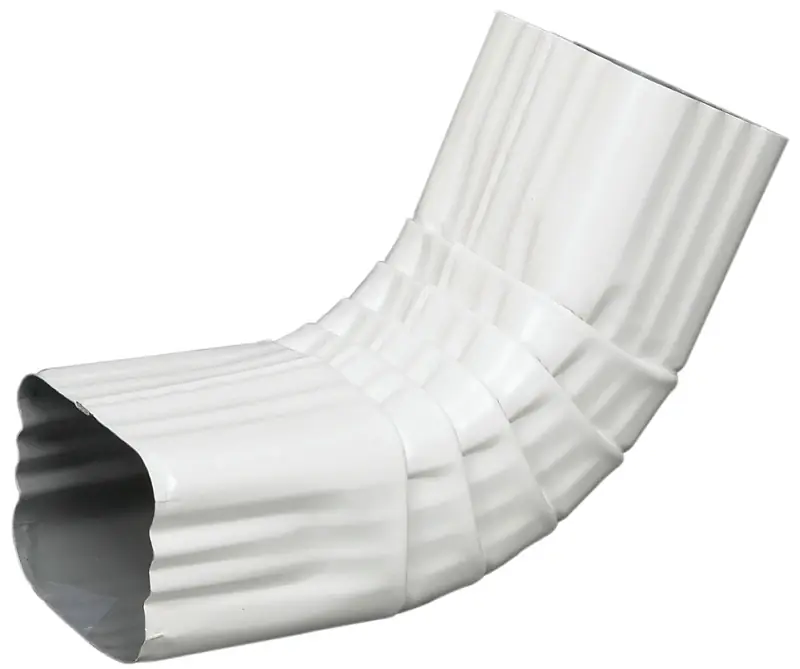 Gutter Front Elbow, Style A, 75 Degree, White Aluminum, 3 X 4 In.