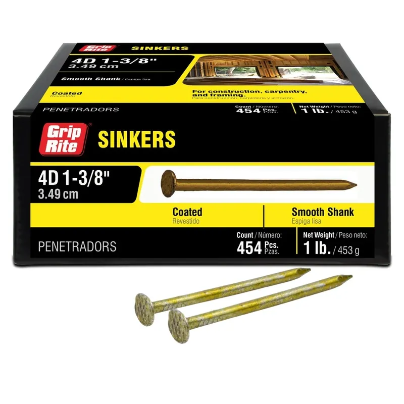 4d 1-3/8 In. Vinyl-coated Steel Sinker Nails - 1 Lb Box