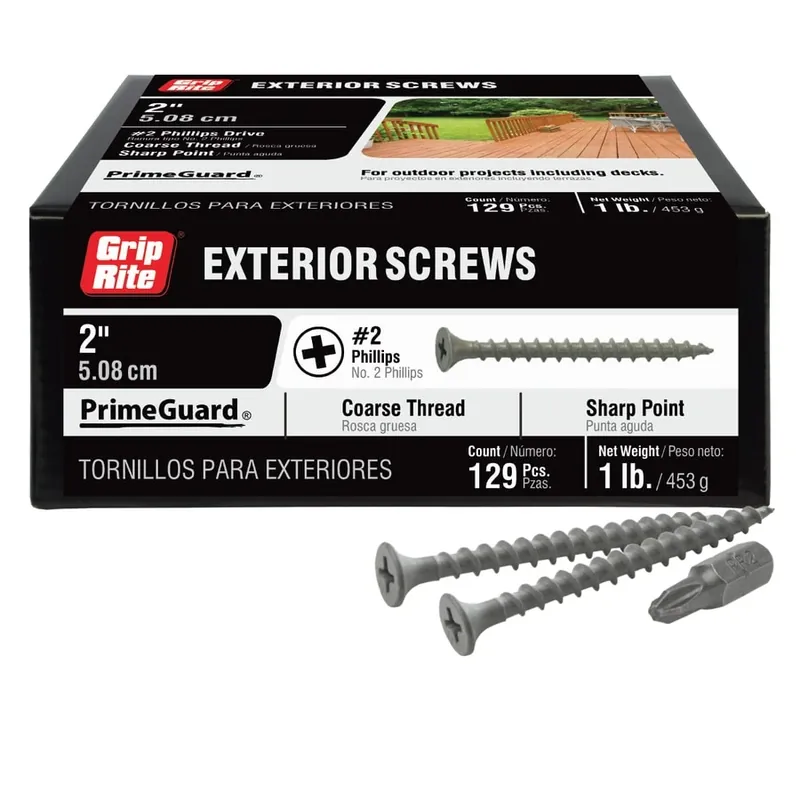Grip-Rite PrimeGuard Ten No. 7 X 2 In. L Phillips Bugle Head Coarse Exterior Screws