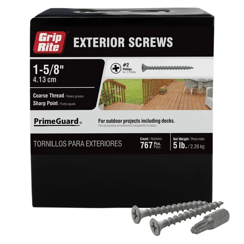 Grip-Rite No. 6 X 1-5/8 In. L Phillips Flat Head Coarse Exterior Screws