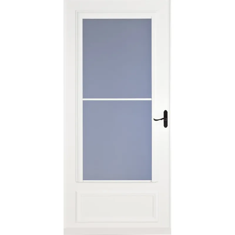 Screen Away Storm Door, Retractable Screen, White Aluminum & Bronze Handles, Solid Wood Core, 32 X 81 In.