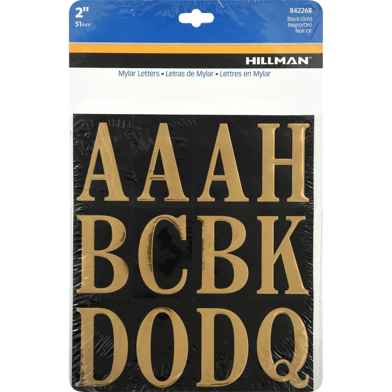 Adhesive House Address Letter Pack, Black And Gold Vinyl, 2-In.