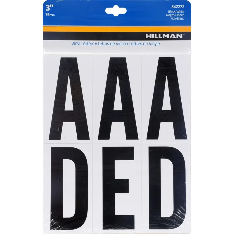 Adhesive House Address Letter Pack, Black And White Vinyl, 3-In.