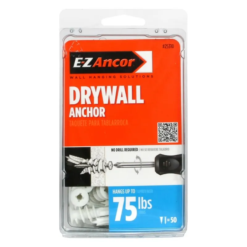 E-Z Ancor 1/4 In. D X 1-1/2 In. L Nylon Phillips Head Drywall Anchors 50 Pk