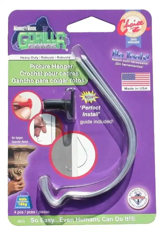 HILLMAN Gorilla Grade Galvanized Silver Picture Hanger 40 Lb 2 Pk