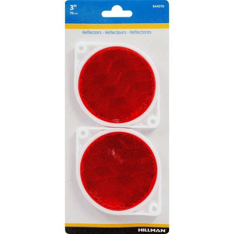 HILLMAN 3 In. Round Red Reflectors 2 Pk