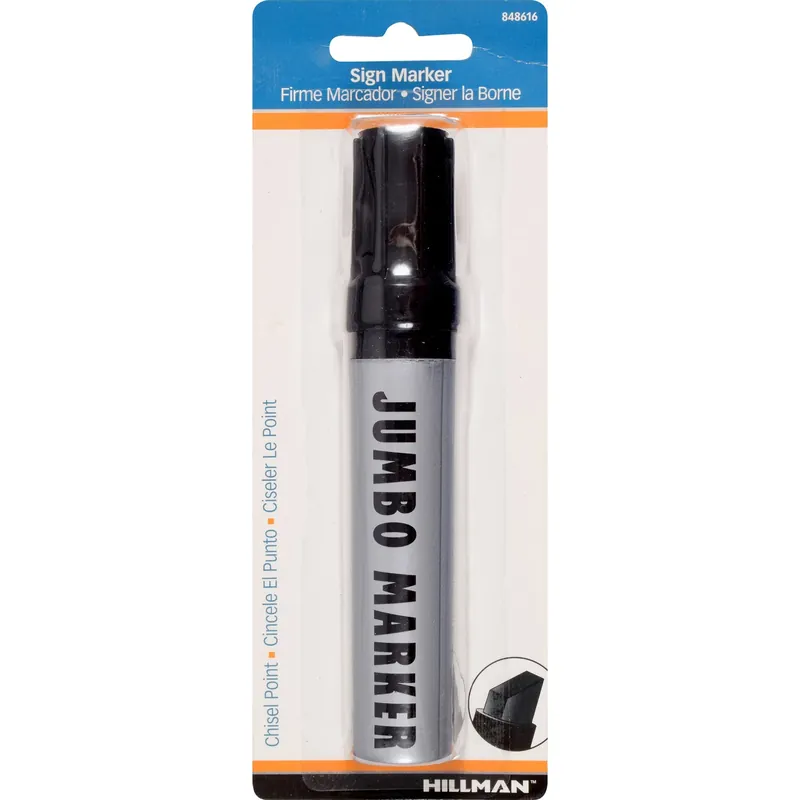 HILLMAN Black Chisel Tip Jumbo Marker 1 Pk