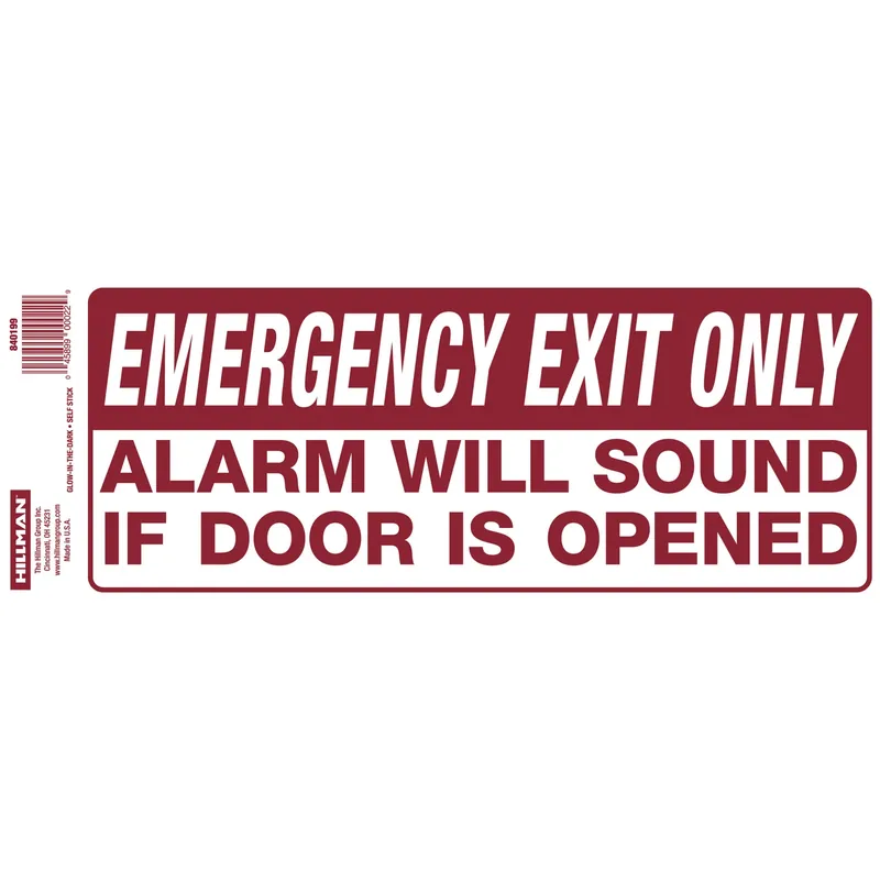 Emergency Exit Sign, Adhesive Glow-in-the-Dark, 4 X 10-In.