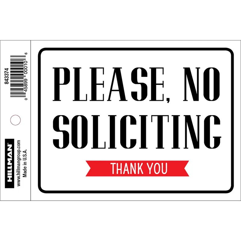 No Soliciting Sign, 4 X 6-In.