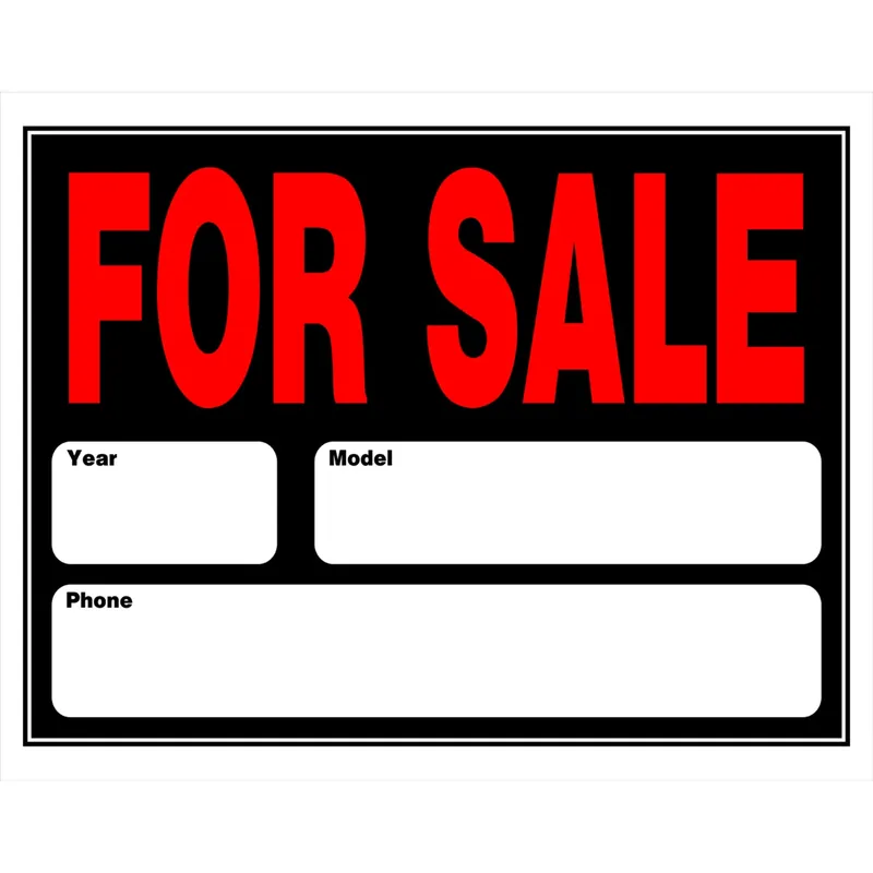 Auto For Sale Sign, Orange/ Black Plastic, 15 X 19-In.