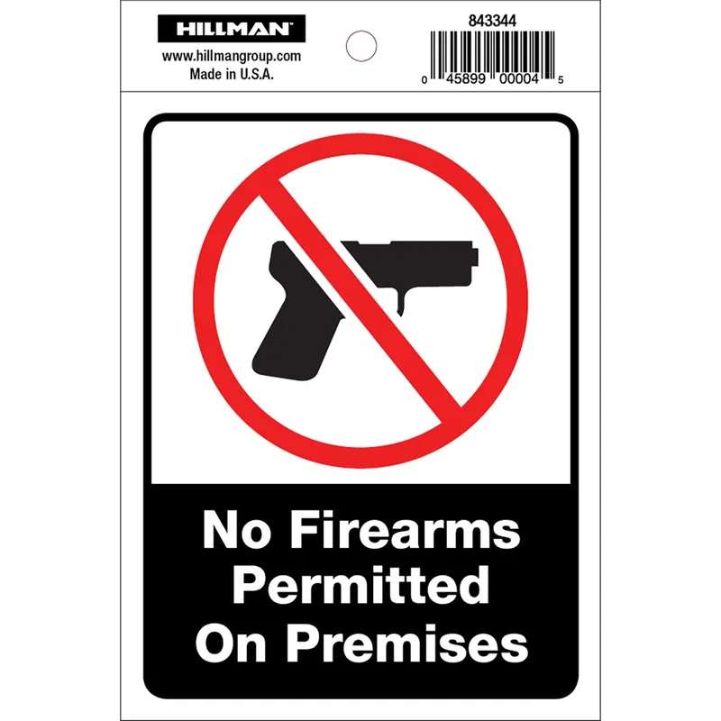 No Firearms Permitted Sign, 4 X 6-In.