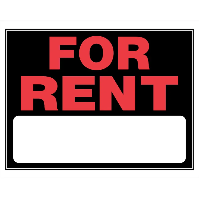 For Rent Sign, Black And Red, 15 X 19-In.