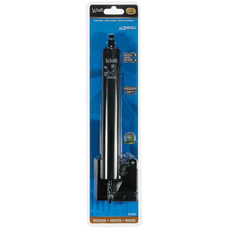 Black Pneumatic Door Closer With Adjustable Closing Speed And Durable Metal Construction