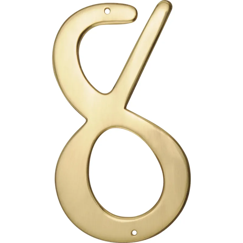 HILLMAN 4 In. Gold Brass Nail-On Number 8 1 Pc