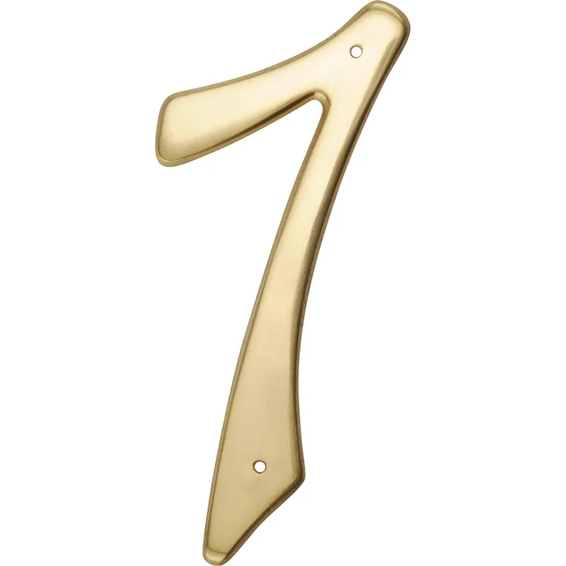 HILLMAN 4 In. Gold Brass Nail-On Number 7 1 Pc