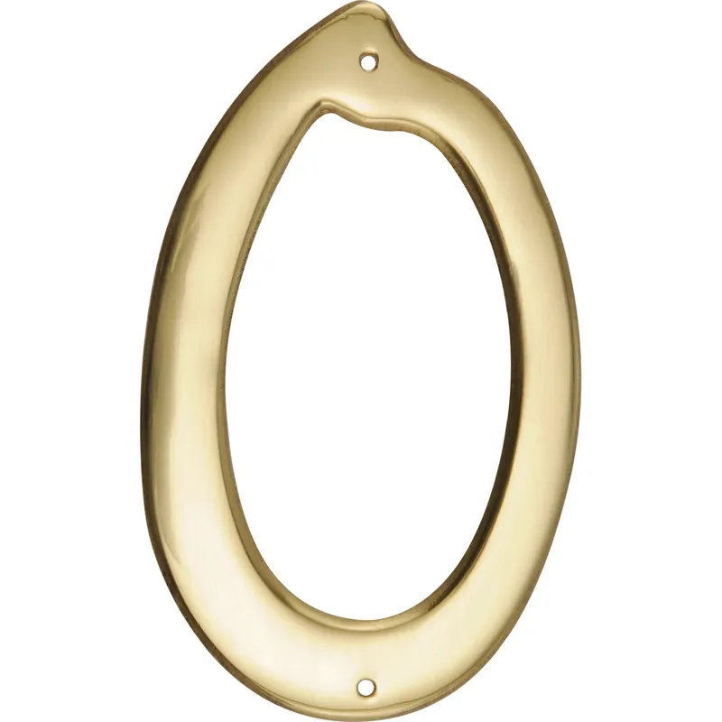 HILLMAN 4 In. Gold Brass Nail-On Number 0 1 Pc