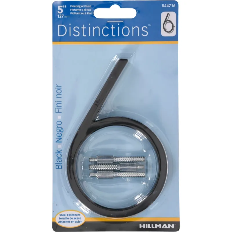 HILLMAN Distinctions 5 In. Black Steel Screw-On Number 6 1 Pc