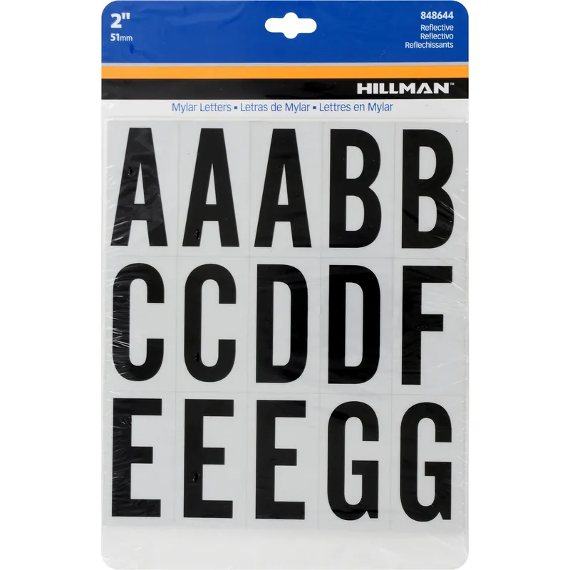 2 In. Reflective Black Vinyl Self-adhesive Letter Set A-z 63 Pieces