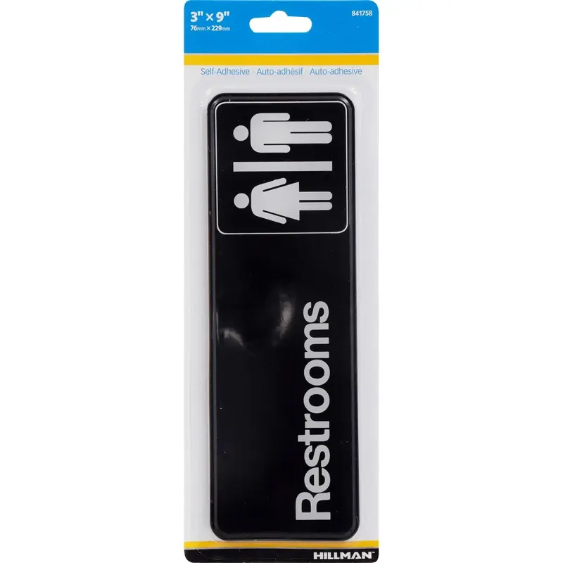 Unisex Restroom Sign, 3 X 9-In.