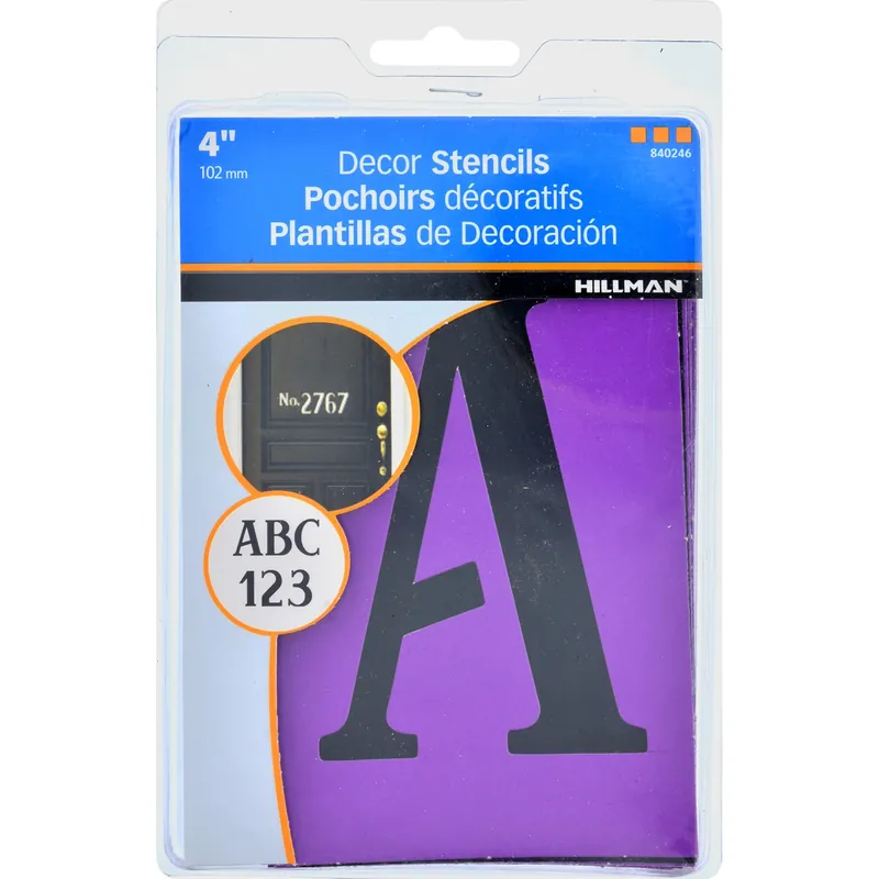 HILLMAN 4 In. Card Stock Decorative Serif Letter & Number Stencil Pack 4 Inch Stencil Set 38 Pk