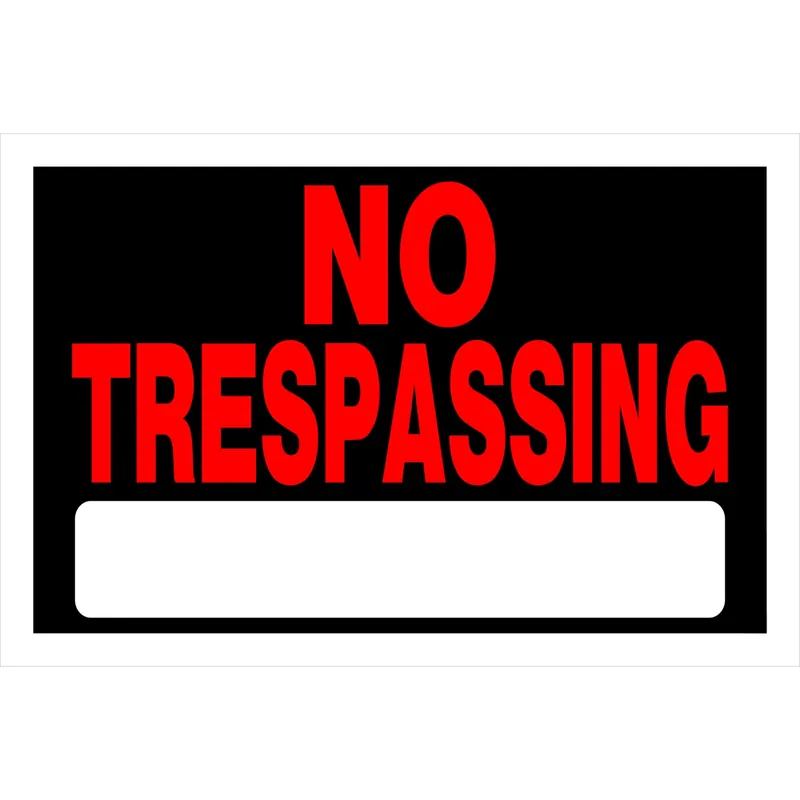 HILLMAN English Black No Trespassing Sign 8 In. H X 12 In. W
