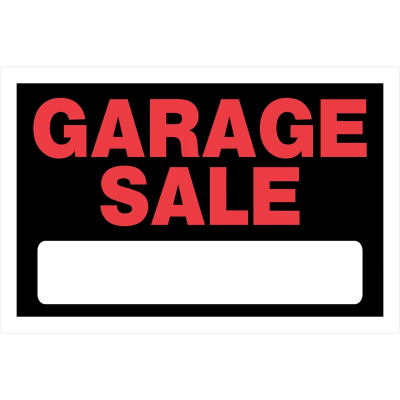 HILLMAN English Black Garage Sale Sign 8 In. H X 12 In. W
